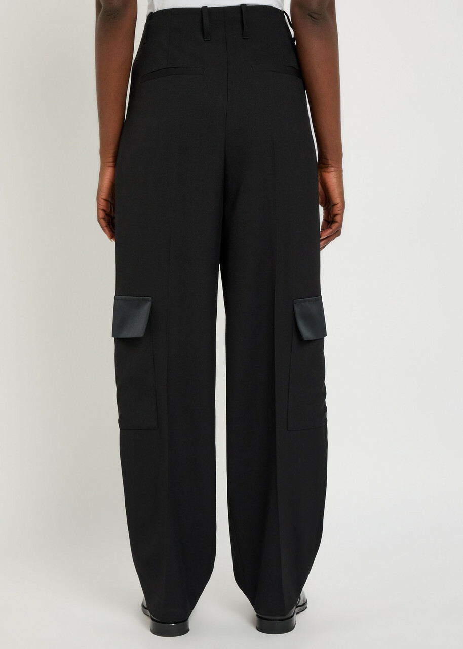 Wales Bonner Reverb Pleated Wool Gabardine Trousers Black