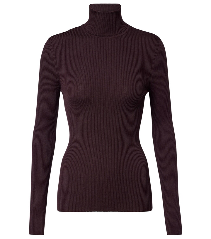 Photo: Wolford Ribbed-knit virgin wool turtleneck top