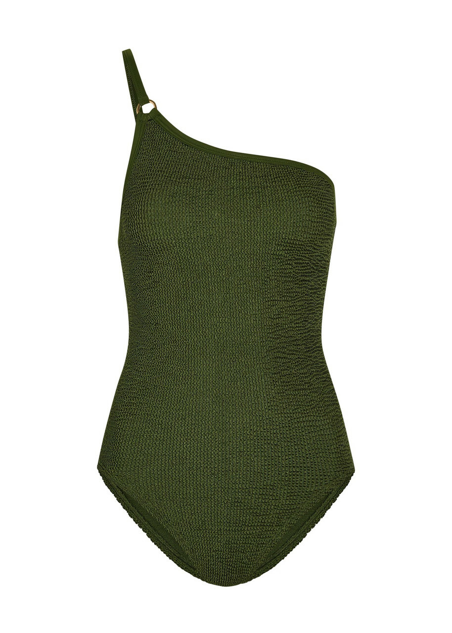 Hunza G Clara One-shoulder Crinkle Swimsuit - Khaki - One Size