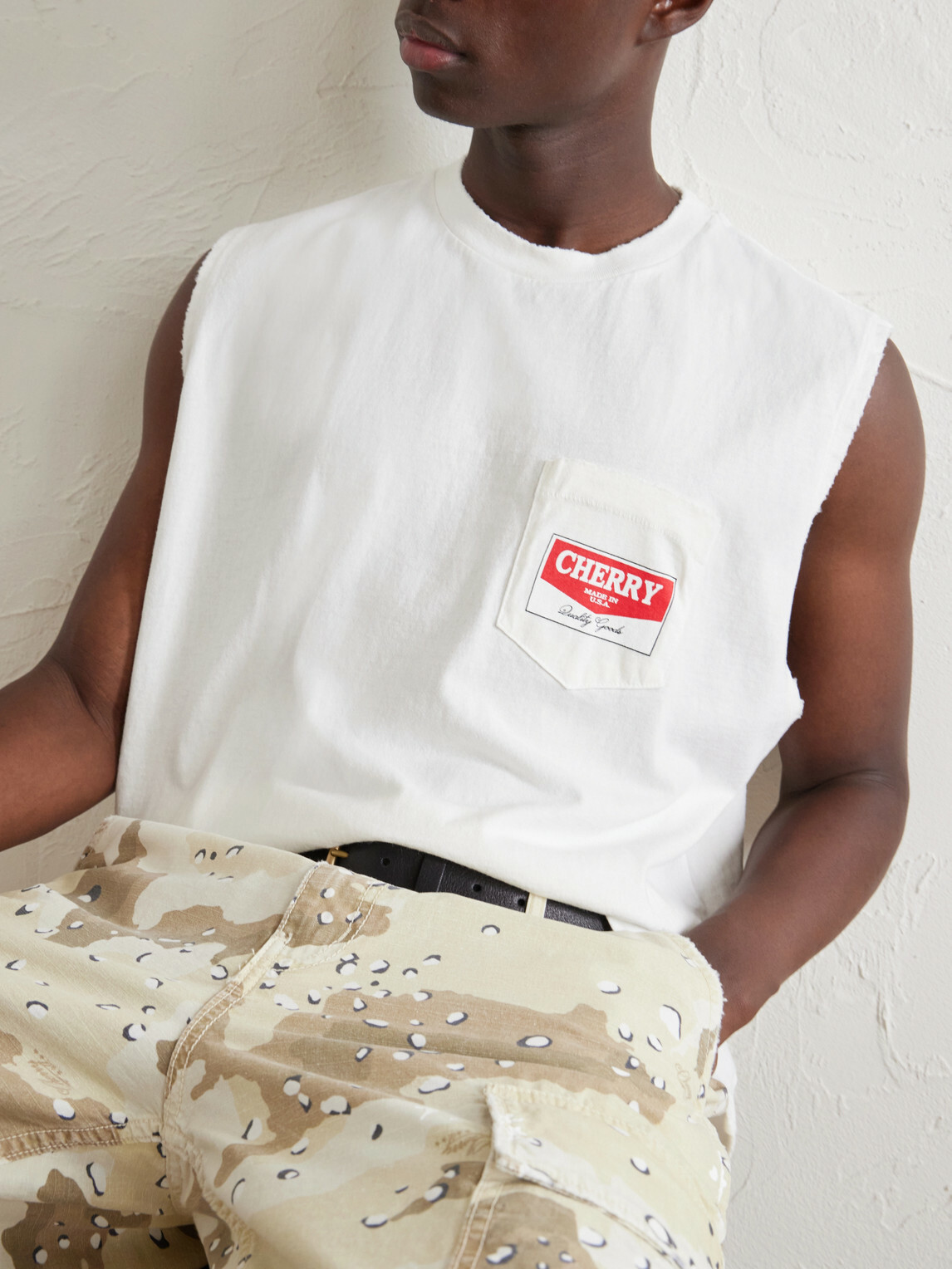 Cherry Los Angeles - Logo-Printed Distressed Cotton-Jersey Tank Top - Neutrals