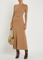 Gabriela Hearst Imagene Belted Wool Midi Dress Camel