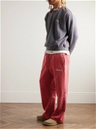 CHERRY LA - Straight-Leg Logo-Embroidered Cotton-Jersey Sweatpants - Red