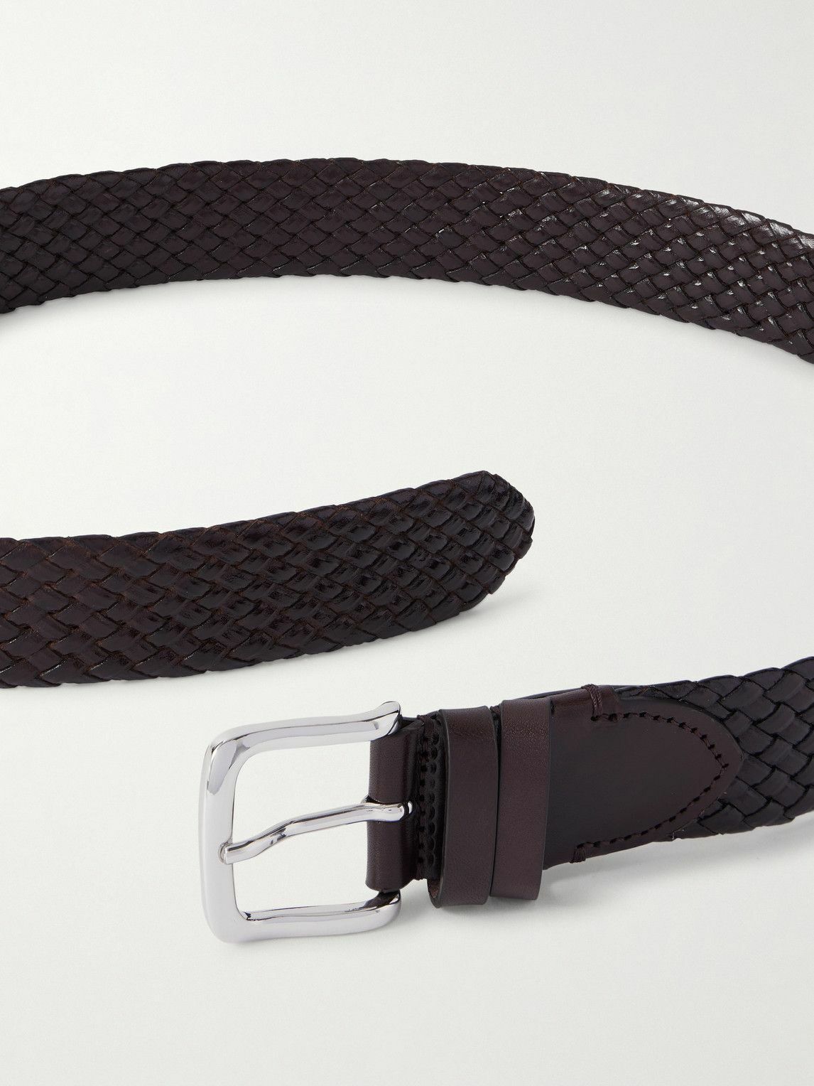 Mr P. - Luxe 3.5cm Woven Leather Belt - Brown