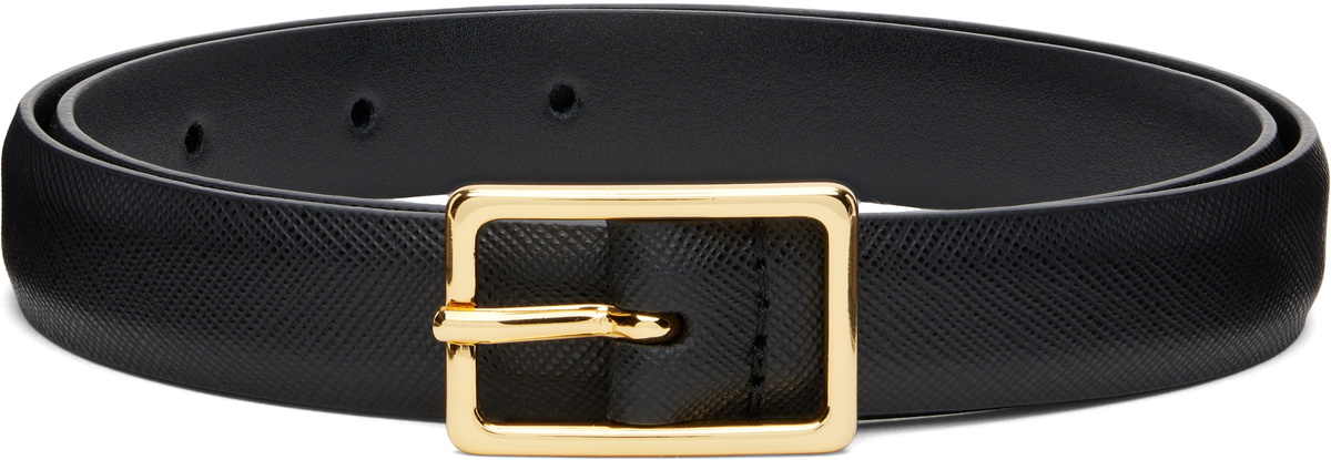 Anderson's Black Skinny Saffiano Calf Leather Belt