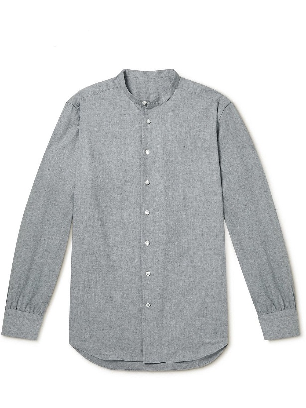 Photo: Anderson & Sheppard - Collarless Cotton and Cashmere-Blend Shirt - Gray