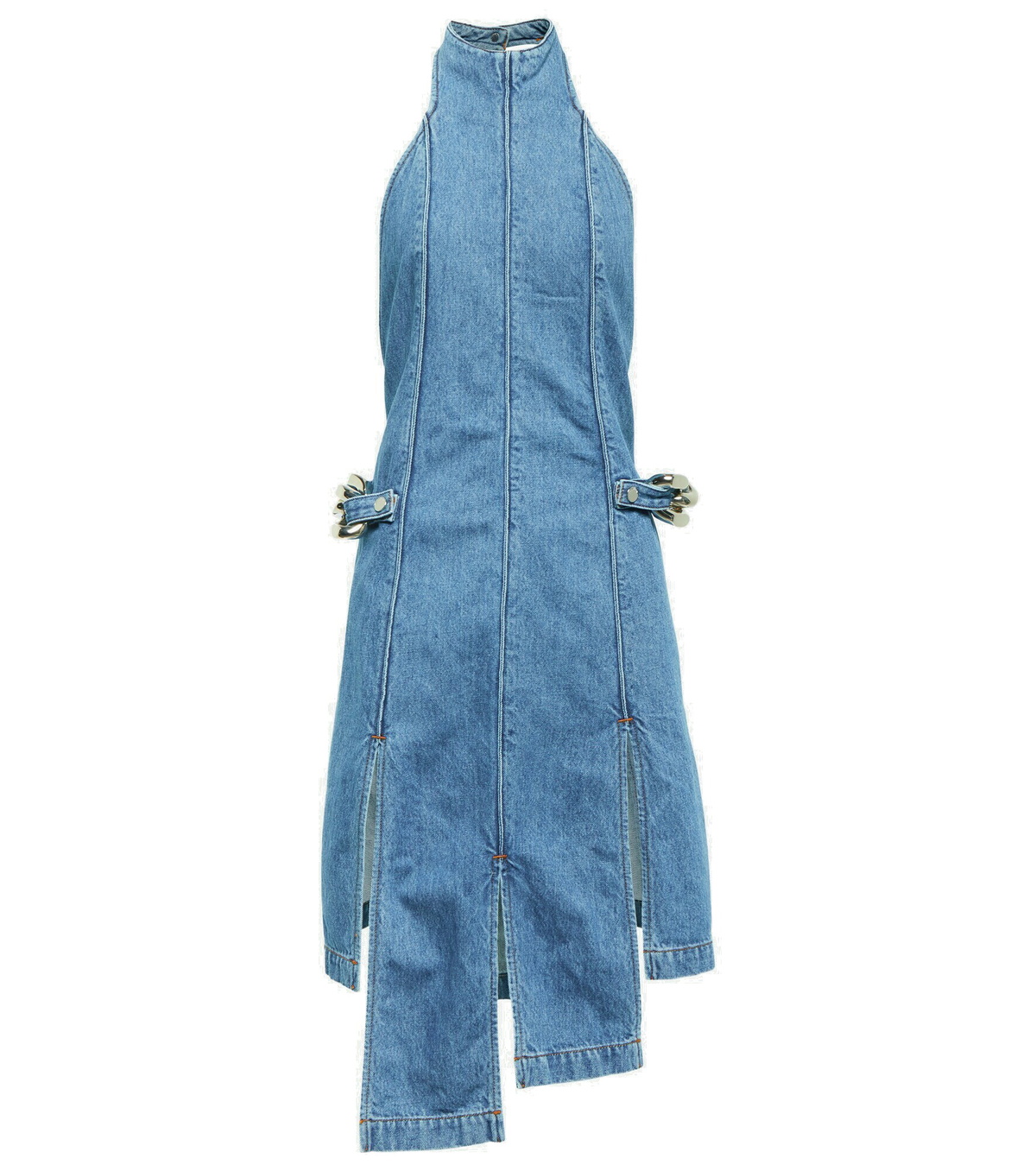 JW Anderson - Chain-detail paneled denim midi dress JW Anderson