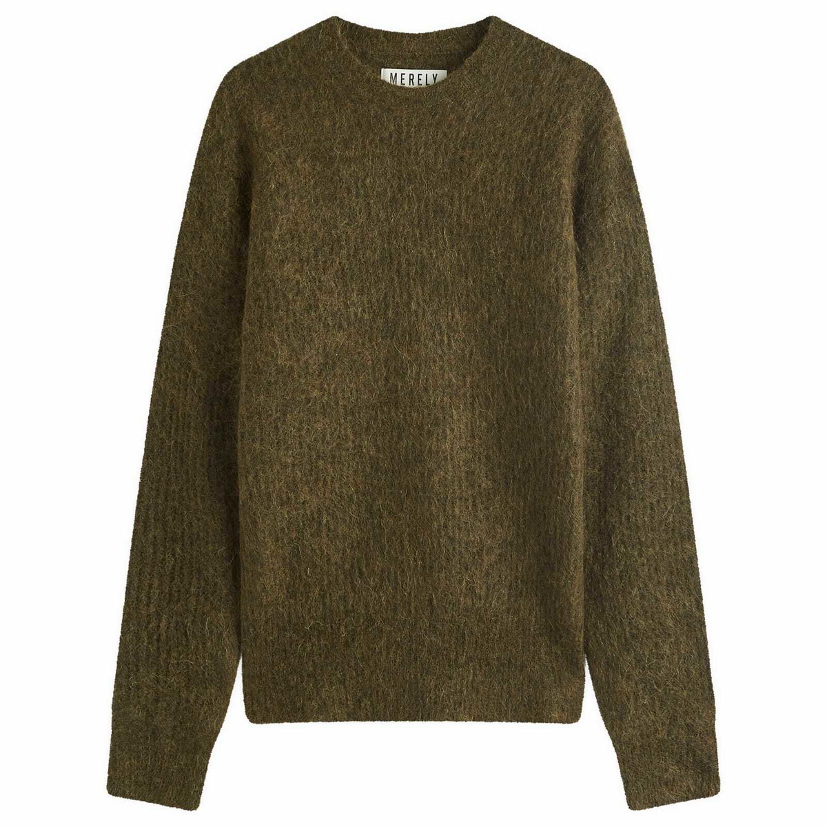Merely Made Men's Melange Mohair Knit in Army Khaki