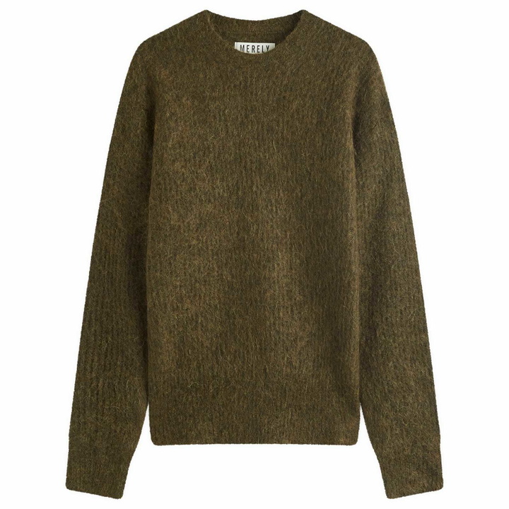 Photo: Merely Made Men's Melange Mohair Knit in Army Khaki