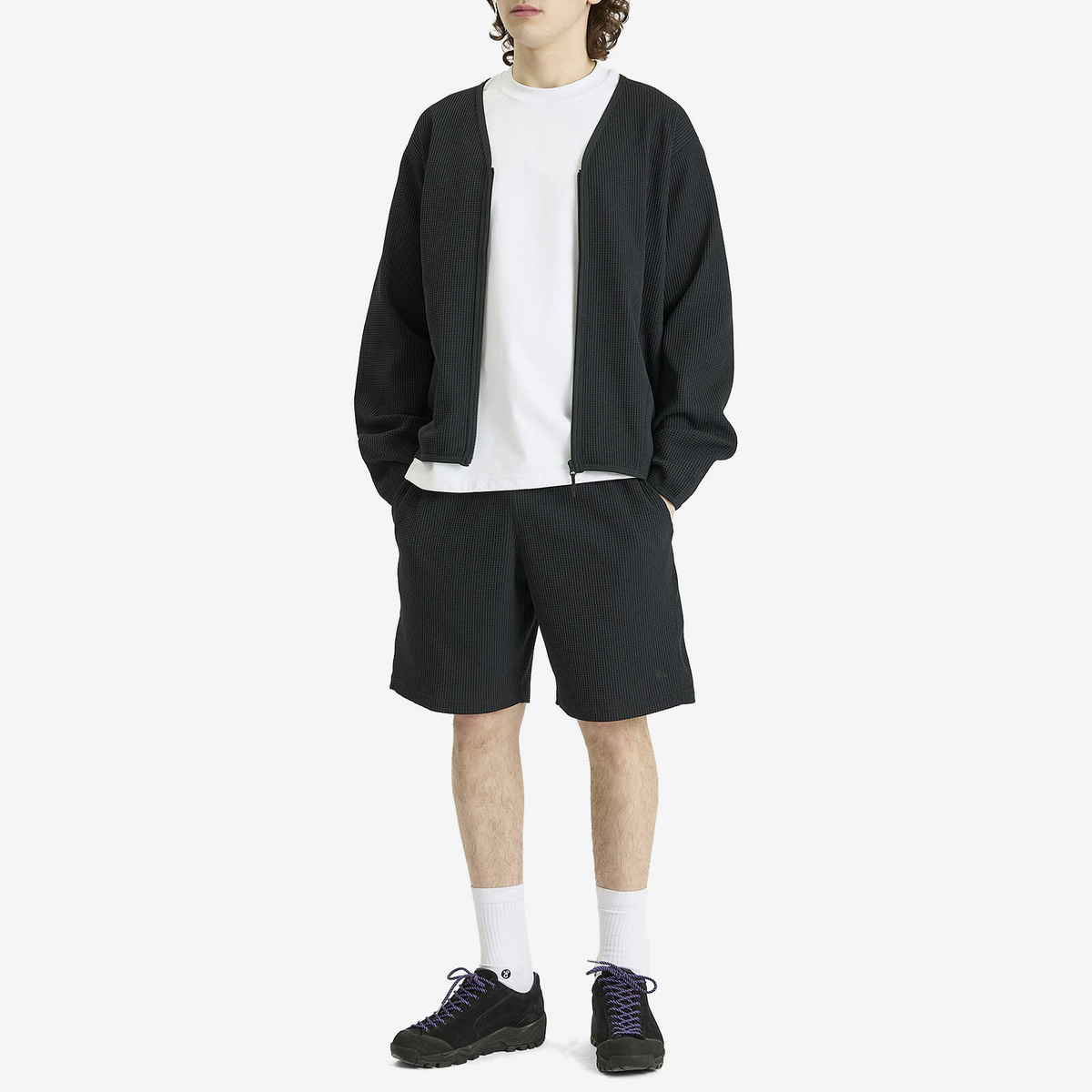 Goldwin Men's Waffle Light Cardigan in Black