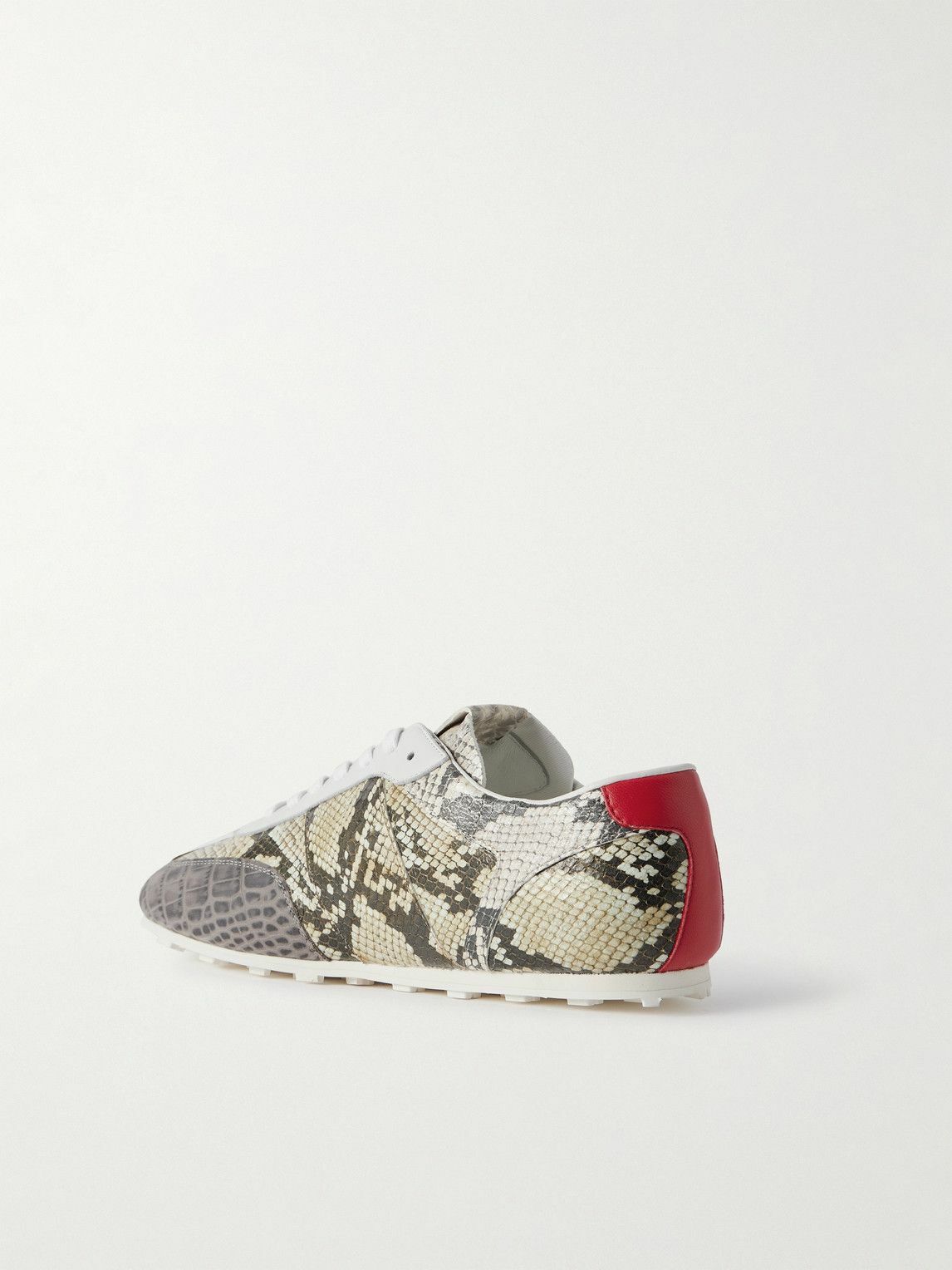 Marni - Logo-Embroidered Croc and Snake-Effect Leather Sneakers - Gray