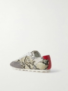 Marni - Logo-Embroidered Croc and Snake-Effect Leather Sneakers - Gray