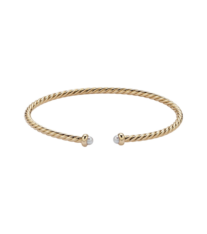 Photo: David Yurman Cablespira® Flex Micro 18kt gold cuff bracelet with pearls