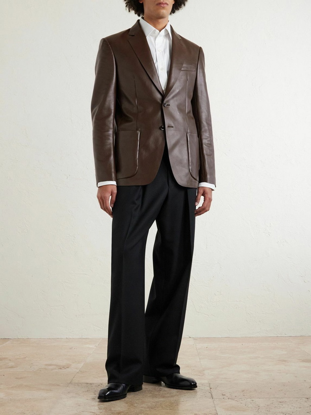 Photo: TOM FORD - Leather Blazer - Brown