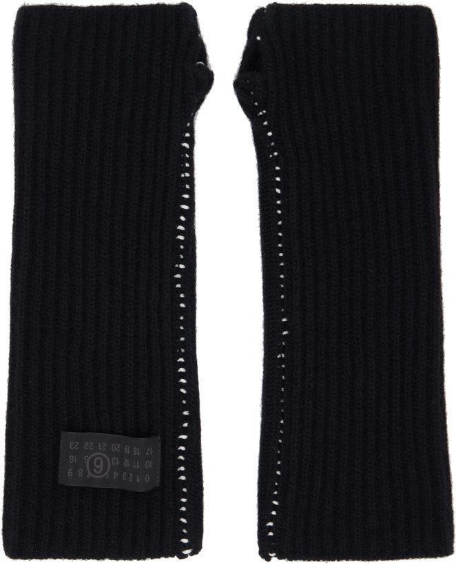 Photo: MM6 Maison Margiela Black Fisherman Knit Arm Warmers