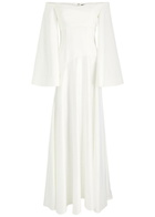 Solace London Rina Satin and Crepe Maxi Dress Cream