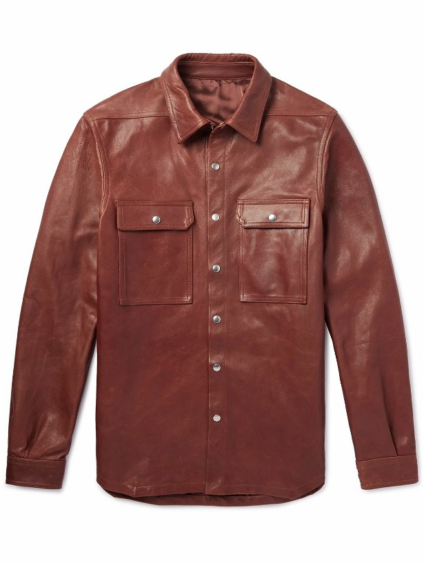 Photo: Rick Owens - Webbing-Trimmed Leather Overshirt - Red
