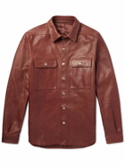 Rick Owens - Webbing-Trimmed Leather Overshirt - Red