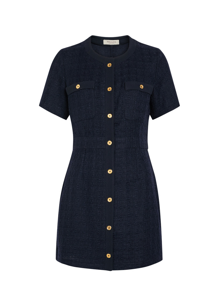 Giuliva Heritage The Vera Tailored Bouclé Mini Dress Navy