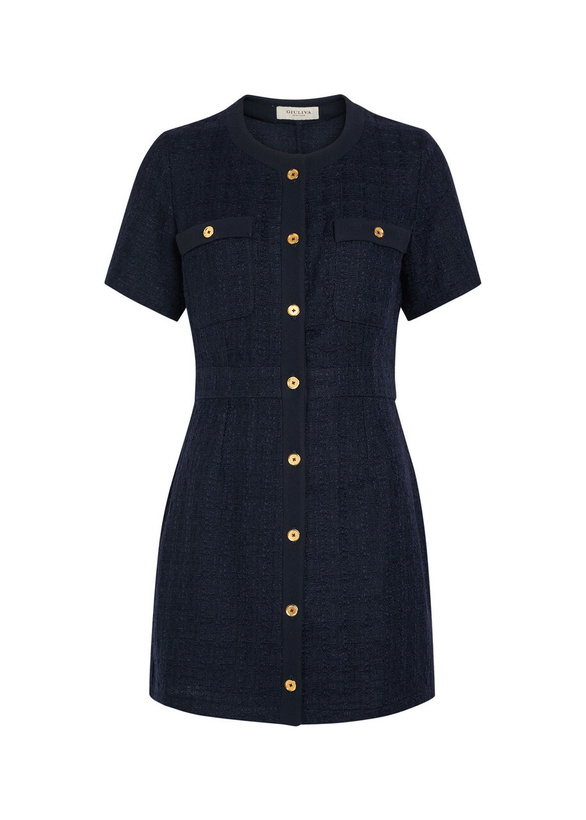 Photo: Giuliva Heritage The Vera Tailored Bouclé Mini Dress Navy