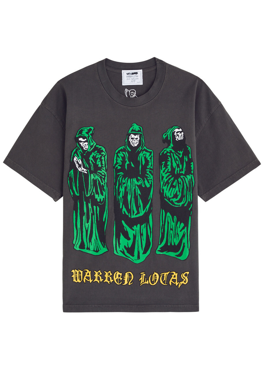 Warren Lotas Praying Druids Printed Cotton T-shirt Black