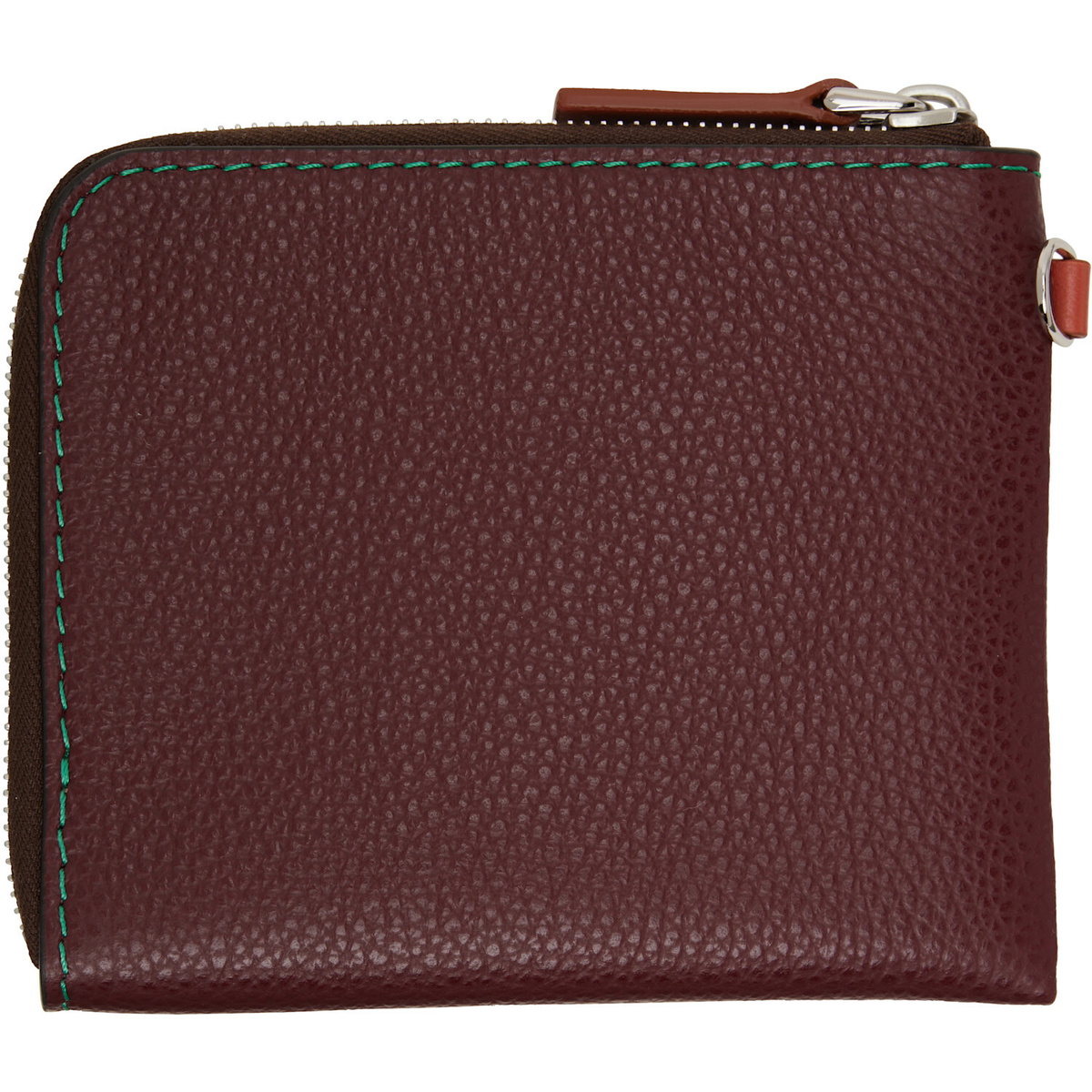 Marni Burgundy Contrast Stitching Leather Zip Wallet Marni