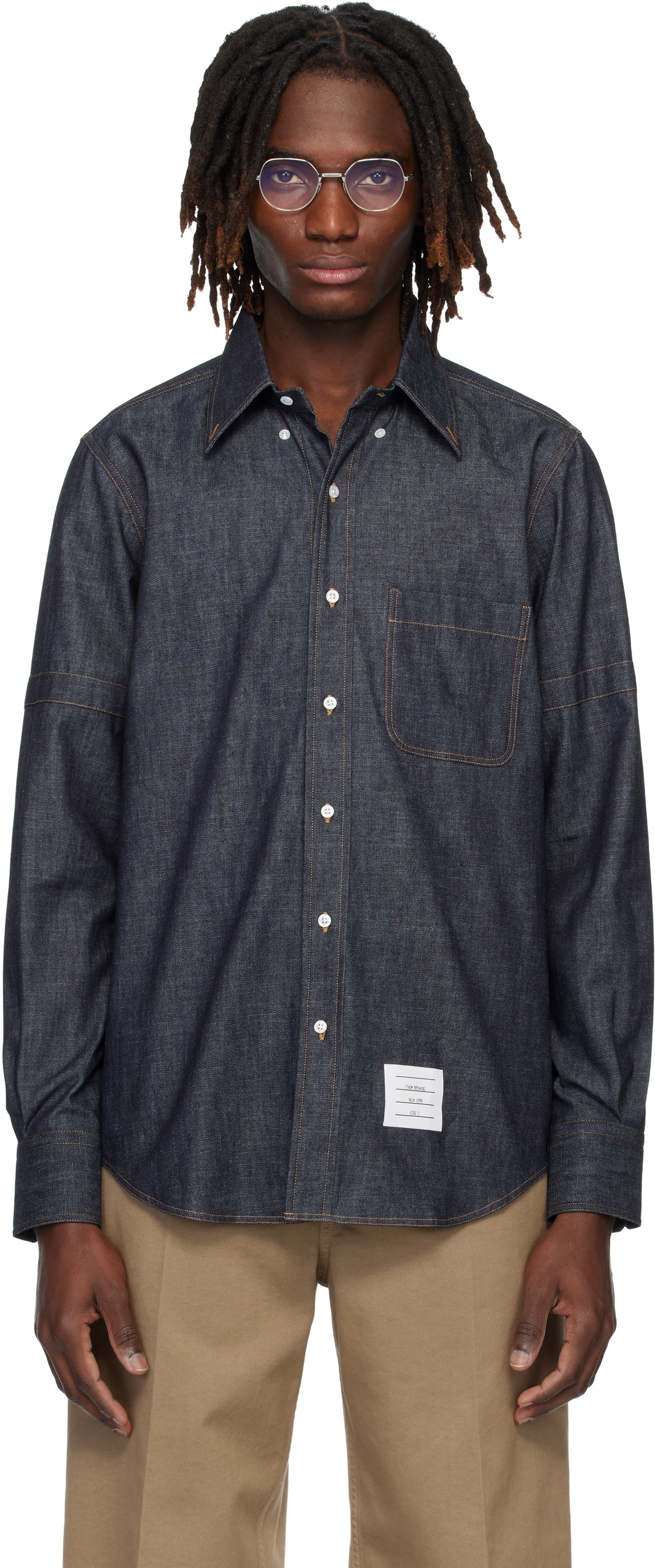 Thom Browne White Zip-Front Oxford Shirt Thom Browne