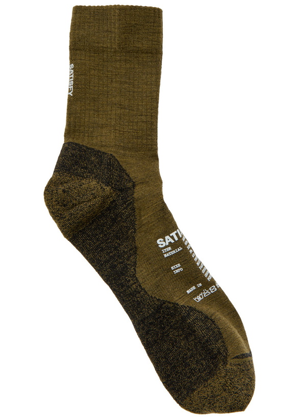 Photo: Satisfy Melange-knit Merino-blend Socks Olive