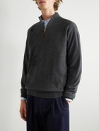Peter Millar - Suede-Trimmed Cashmere Flex Half-Zip Sweater - Gray