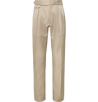 Zanella - Normon Tapered Pleated Cotton and Linen-Blend Trousers - Neutrals