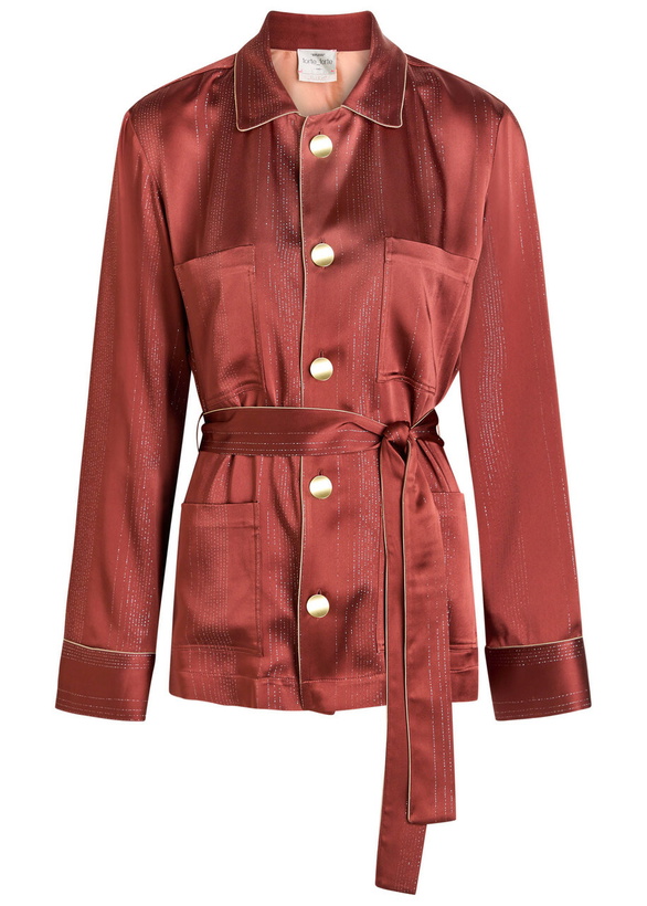 Photo: Forte_forte Metallic Satin Shirt Jacket Burgundy