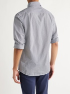 PETER MILLAR - Button-Down Collar Striped Cotton-Blend Shirt - Blue