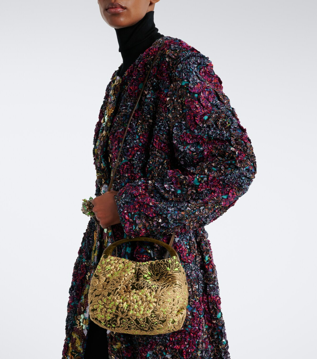 Dries Van Noten Small floral jacquard top-handle bag