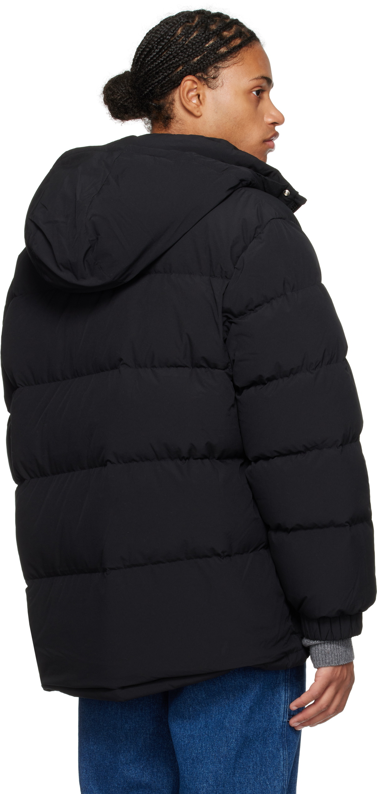 Maison Kitsuné Black Hooded Down Puffer Coat Maison Kitsune