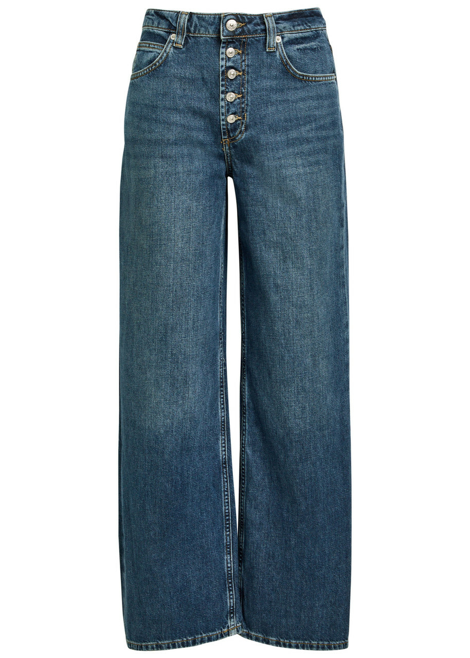 Free People Nia Wide-leg Boyfriend Denim Jeans Light Blue
