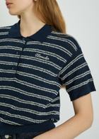 Moncler Striped Logo Terry Polo Shirt Navy
