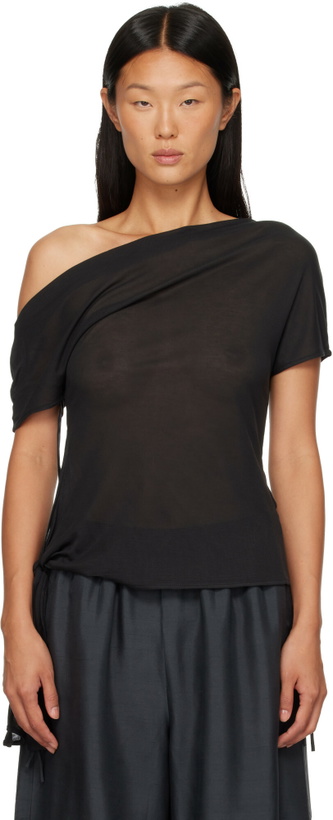 Photo: St. Agni Black Fine Jersey Off Shoulder Top