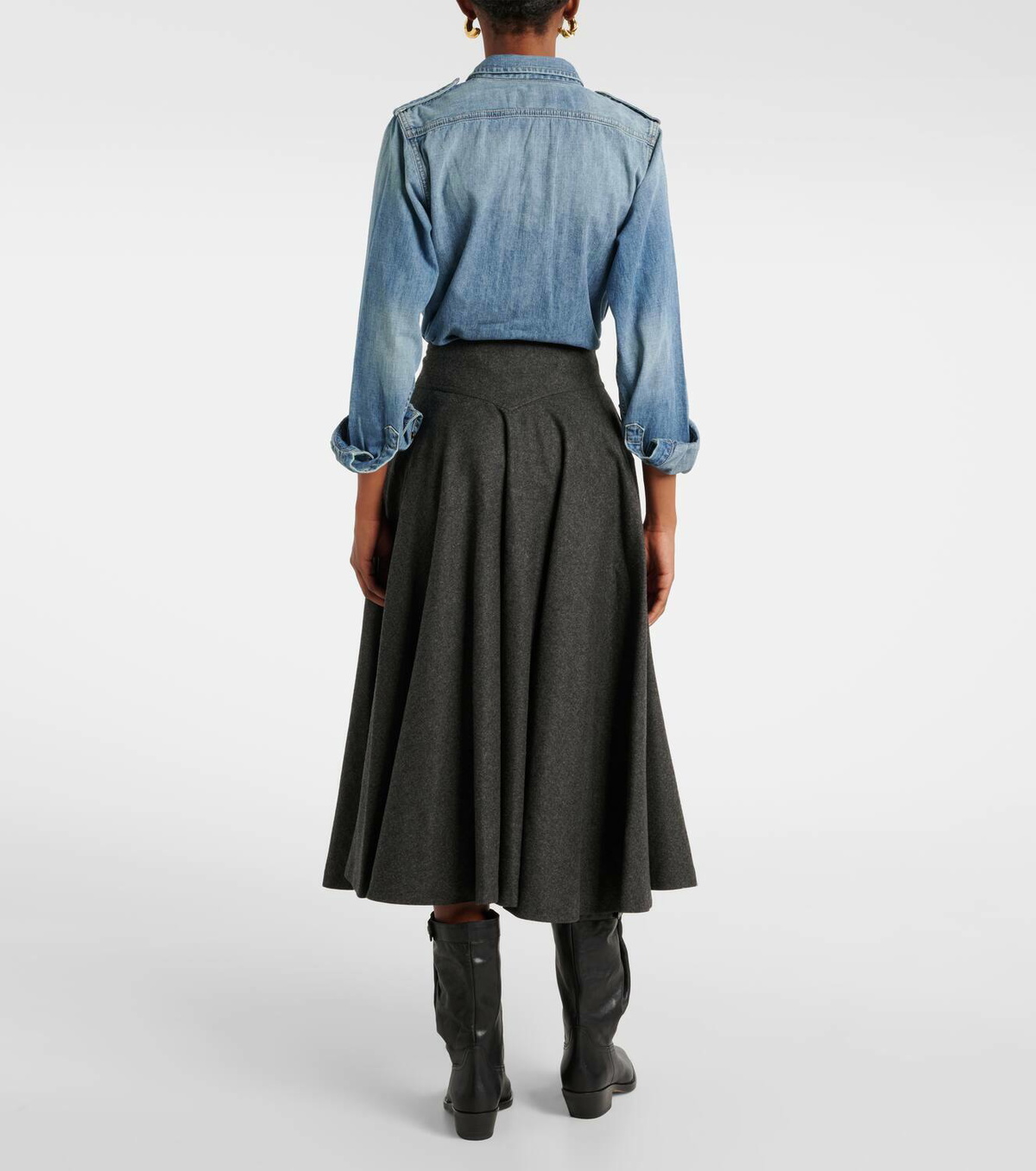 Ralph Lauren Collection Jennine wool flannel midi skirt