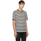 Saint Laurent Beige Striped Monogramme T-Shirt