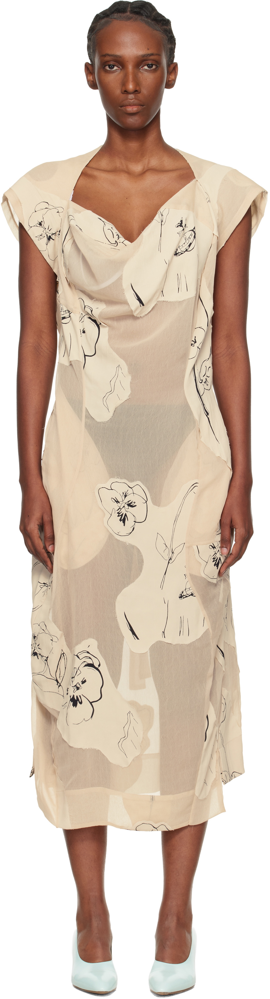 Vivienne Westwood Off-White Printed Veil Crepe Ionian Midi Dress