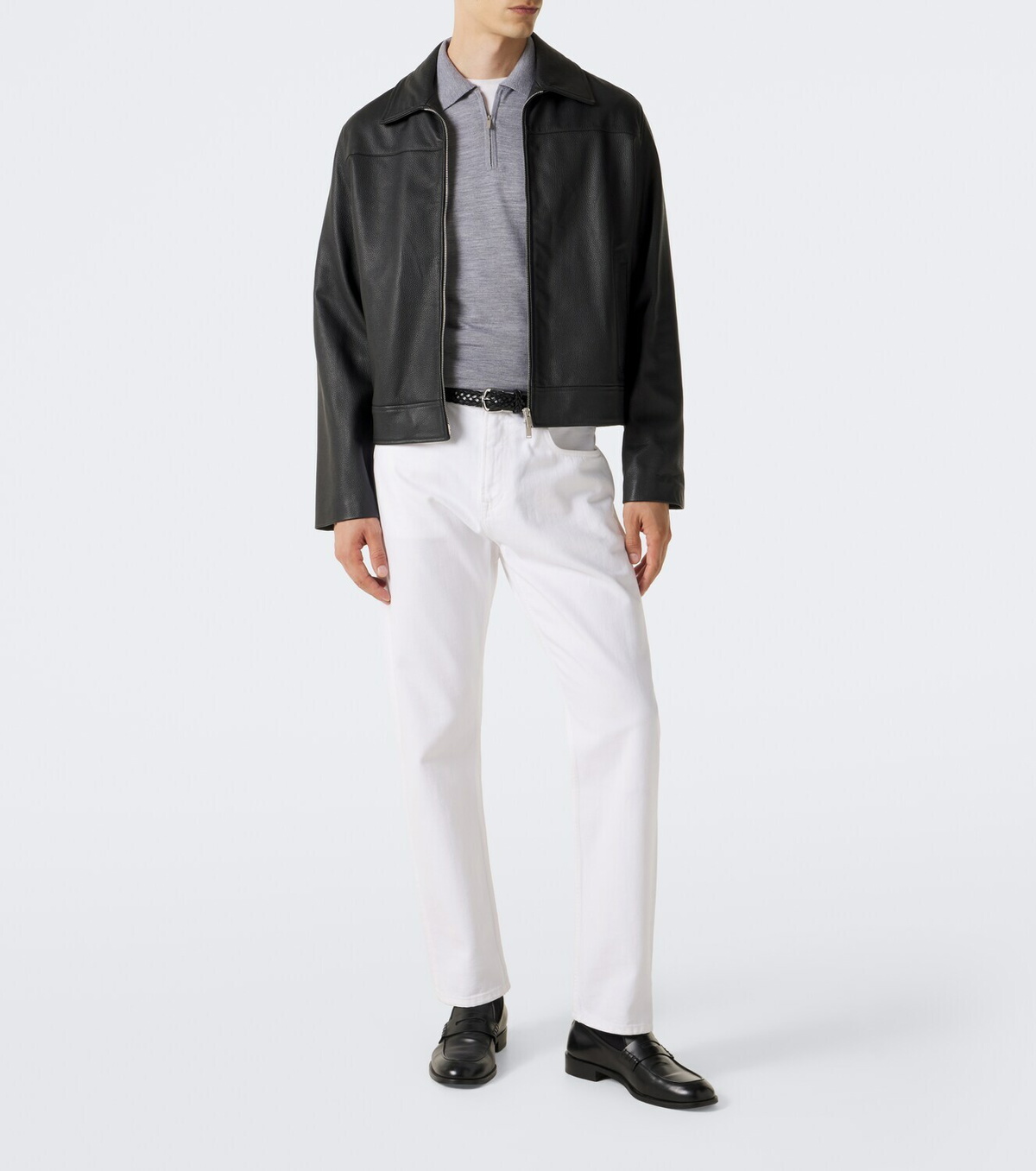 Lardini Wool, silk, and cashmere polo sweater