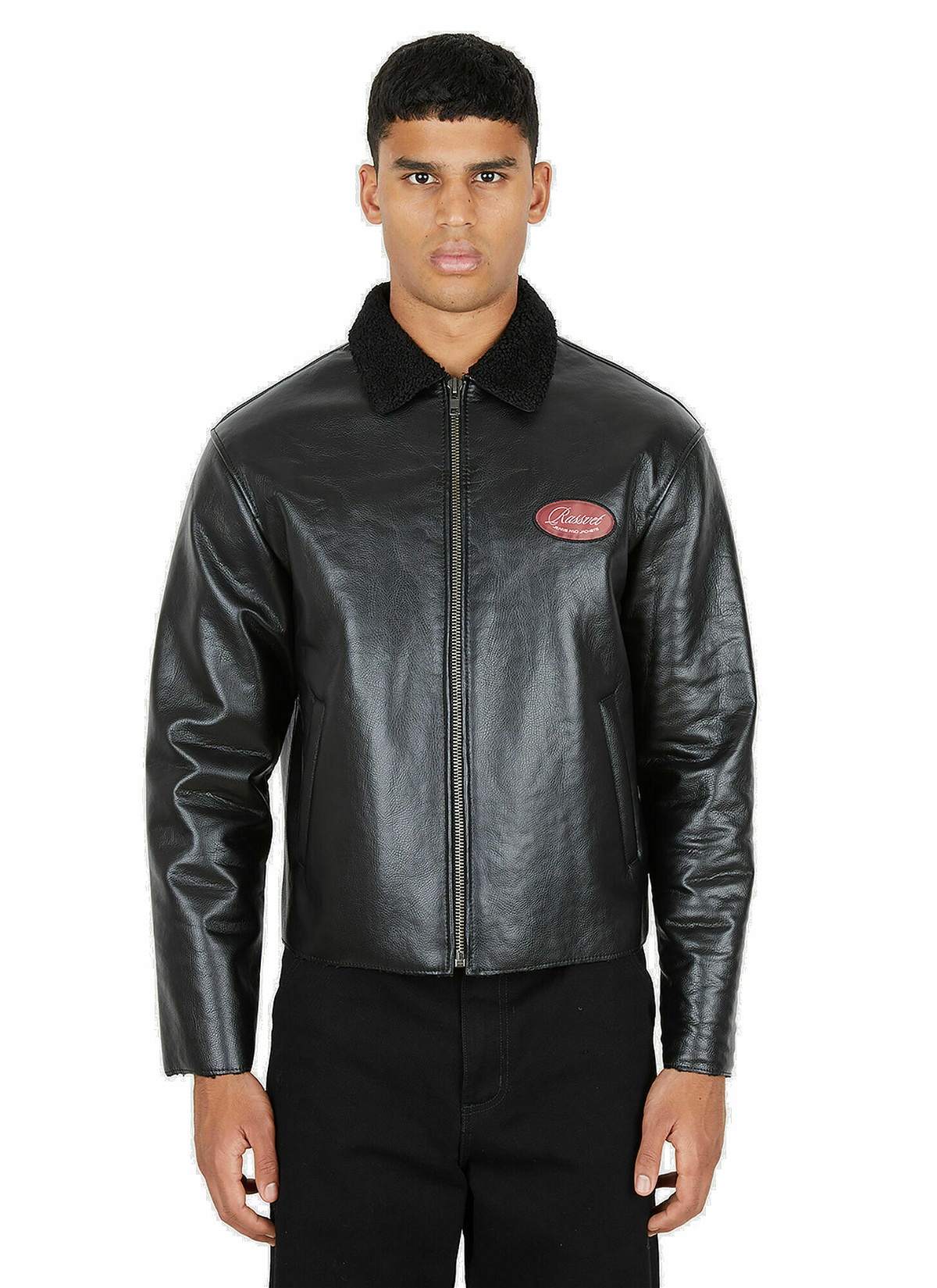 Photo: Varsity Leather Jacket in Black