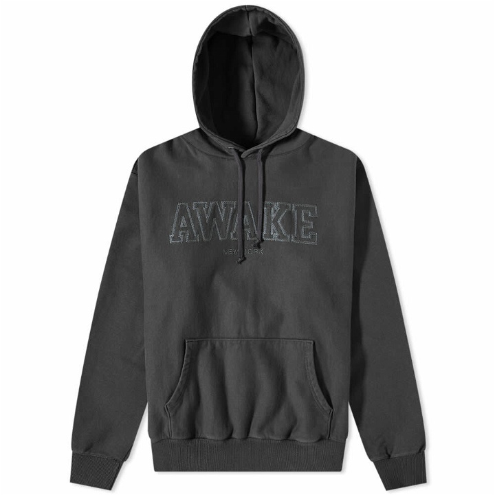 Photo: Awake NY Men's Military Embroidered Logo Hoody in Charcoal