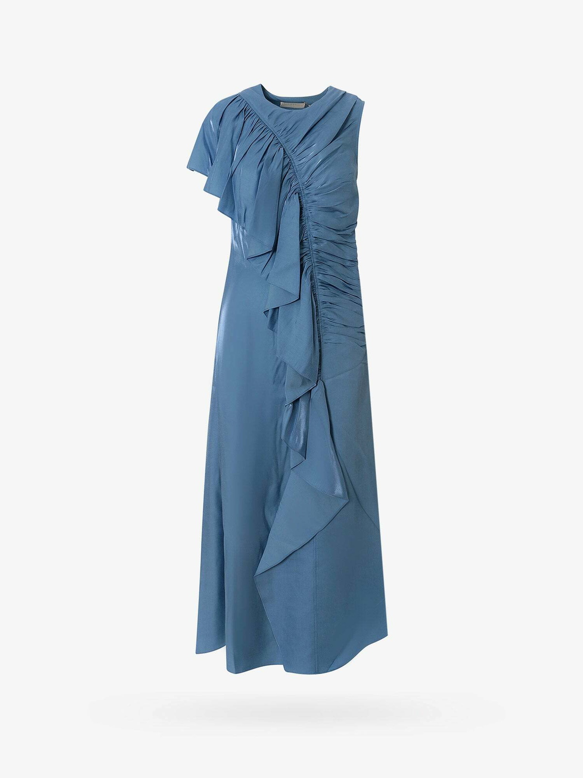 blue ulla johnson dress Ulla Johnson Blue Chambray Ruffle Dress – The Curatorial Dept main image 1