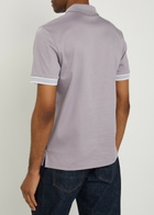 Boss Striped-trim Cotton Polo Shirt Light Purple