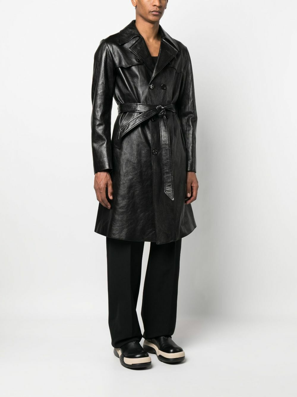 Gucci Black Leather Trench Coat Gucci