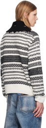 Andersson Bell White & Black Nordic Crewneck Sweater