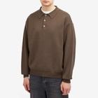 Uniform Bridge Men's Knitted Polo Shirt in Brown