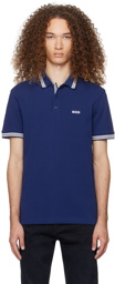 BOSS Navy Striped Polo