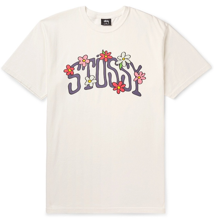 Photo: Stüssy - Printed Cotton-Jersey T-Shirt - Neutrals