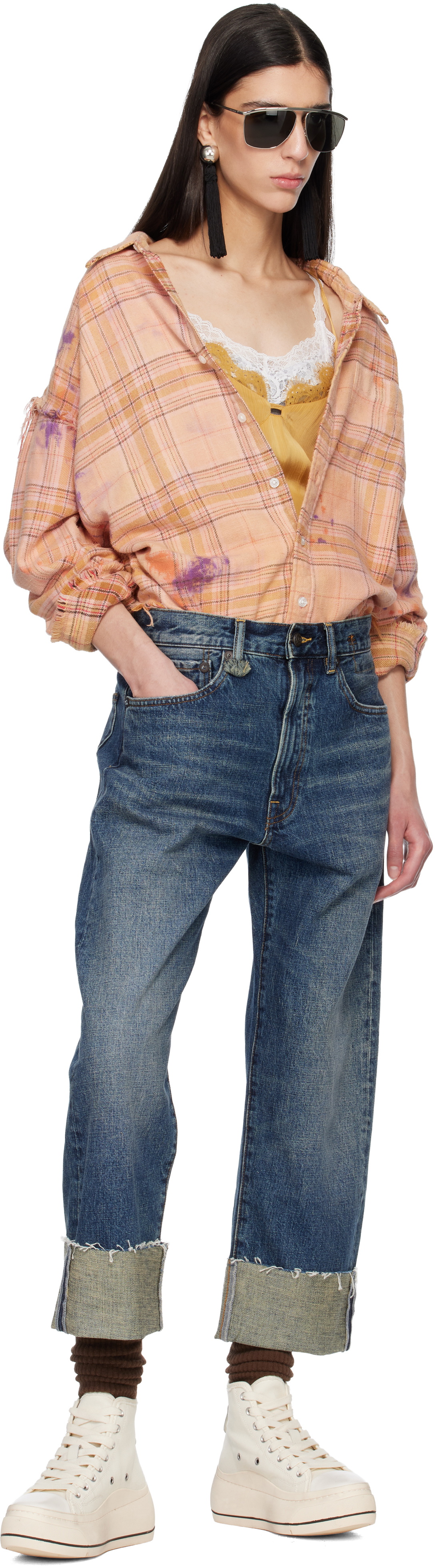 R13 Blue Cuffed X-Boyfriend Jeans